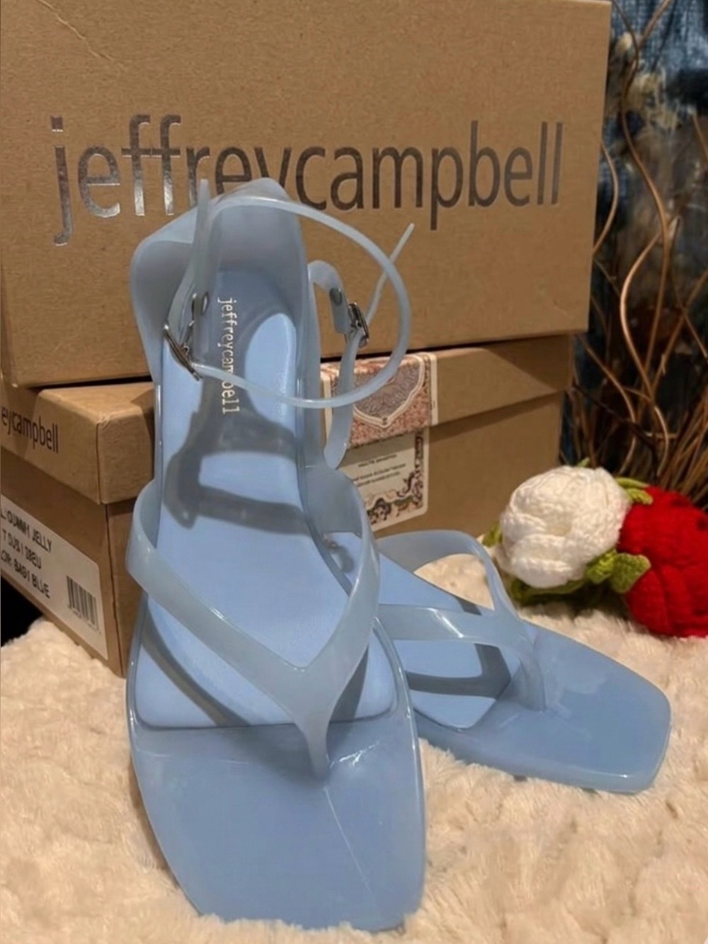 nwt Jeffrey Campbell Pale Blue Vinyl Strappy High-Heel Sandals